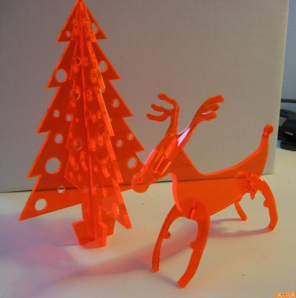 laser cut cristmas tree and laser cut reindeer
